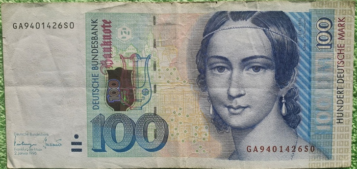 (1996) Банкнота Германия (ФРГ) 1996 год 100 марок &quot;Клара Шуман&quot;   VF